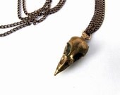 double copper chain skull head necklace