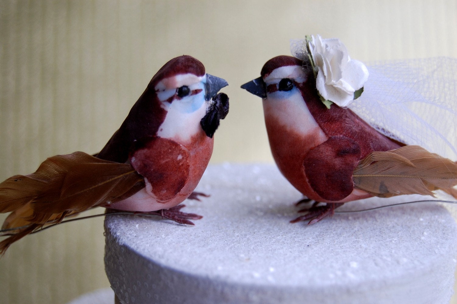 Brown Birds Wedding Cake Topper in Toasted Cinnamon: The Flapper Bride and Groom