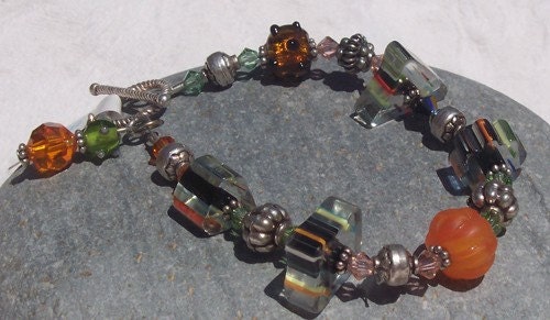 Sterling glass crystal orange bracelet FUNKY PUMPKIN is here