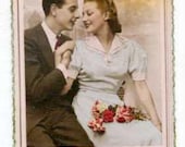 LOVERS - Elegant COUPLE - years 1950 - french Photo POSTCARD