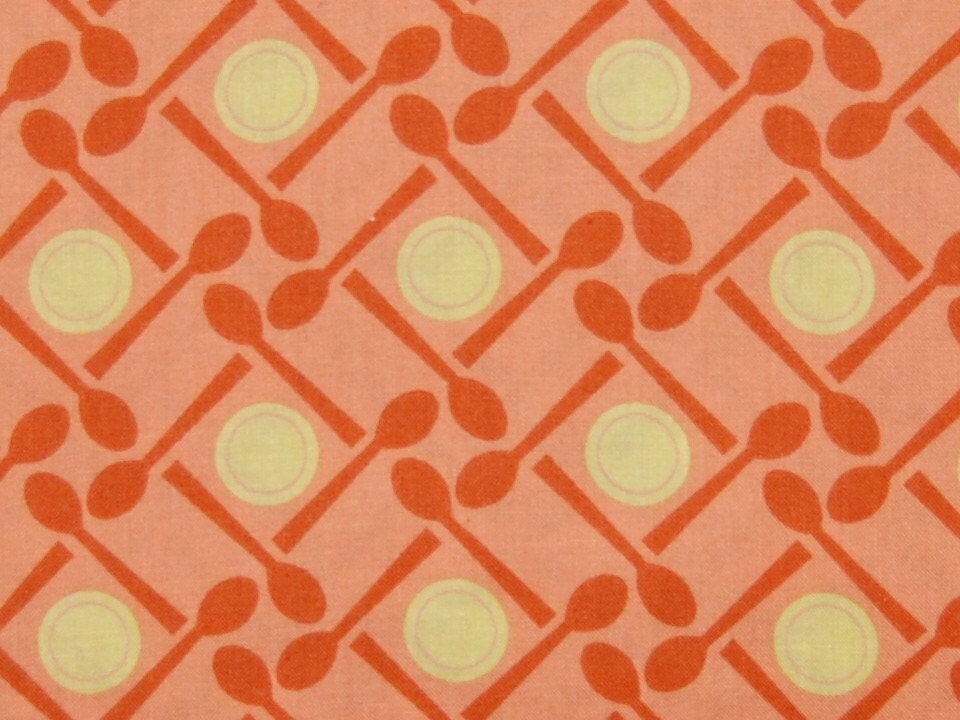 CLEARANCE 1 Yard of Lizzy Dish by Elizabeth House  for Andover Fabrics - Spoons in Sunny Side Up/Orange