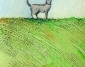 Original ACEO Painting -- Little bird on my tail