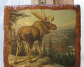 Handmade Vintage Decoupage Moose Wall Art
