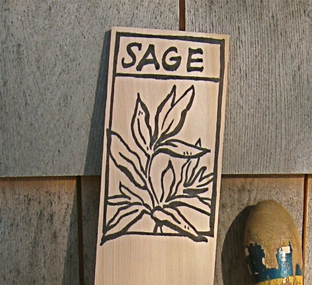 Hand-DRAWN Garden Marker for Sage
