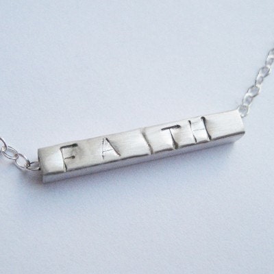 Custom, personalized, hand stamped Modern Faith Muse sterling silver necklace on 16" chain