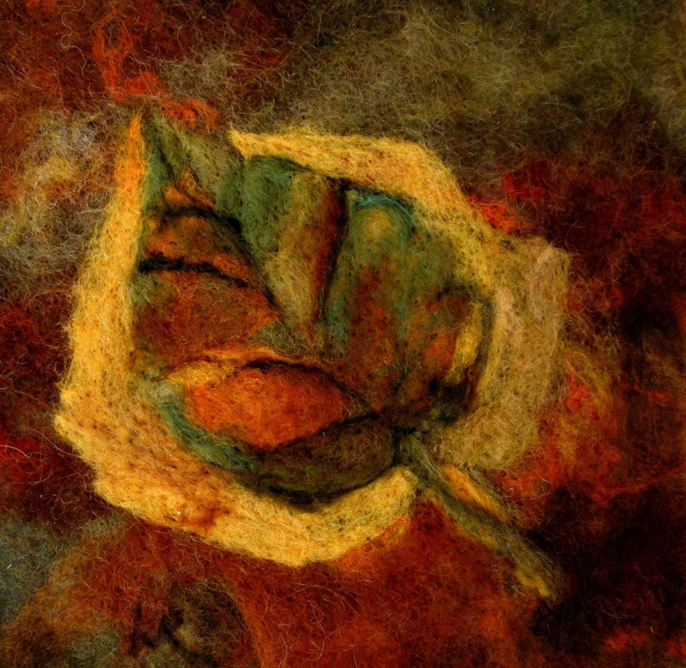 Solitary Aspen Leaf   wool watercolor