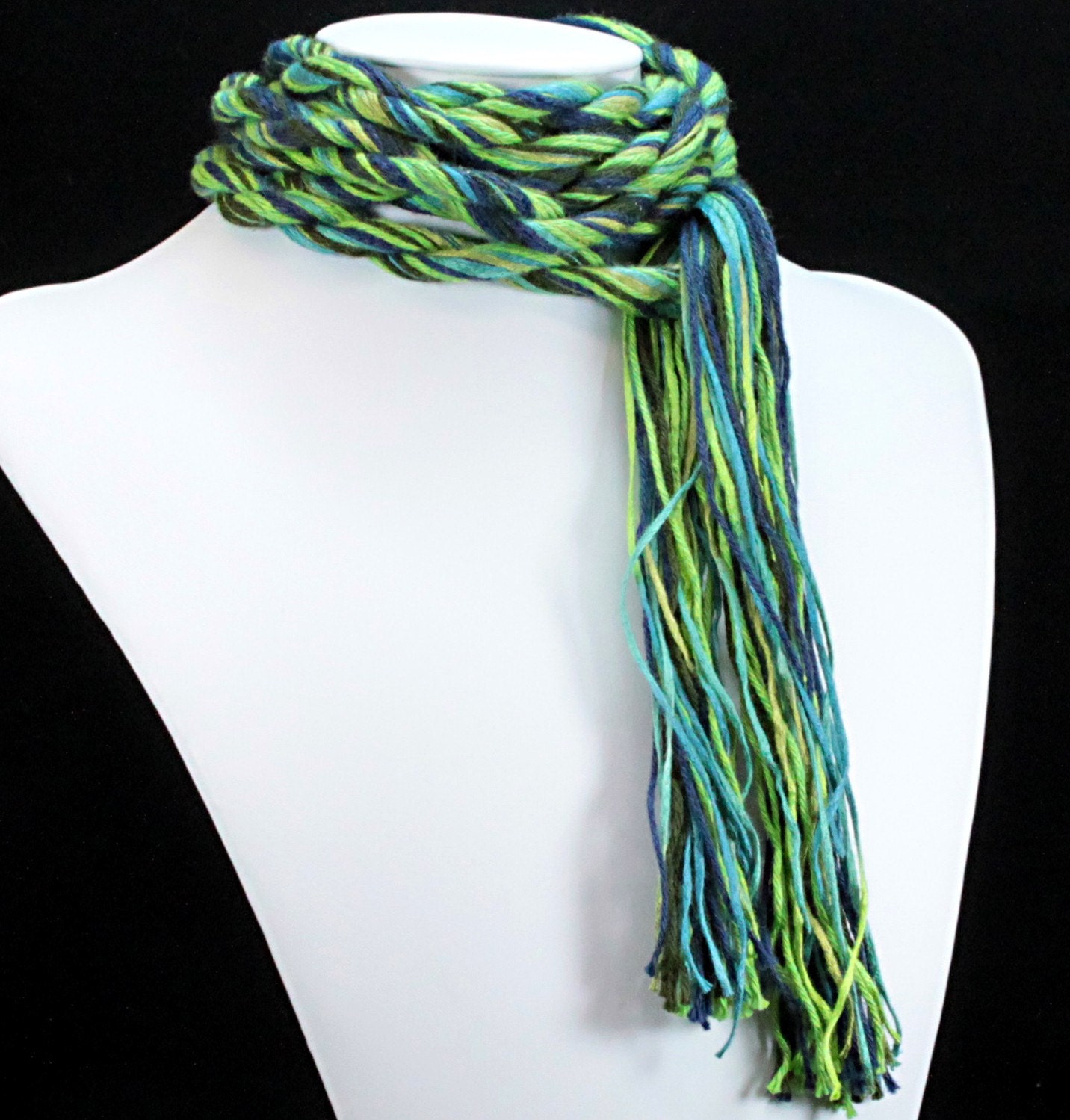 Environmentally Friendly Skinny Scarf - Island Dreams - Blue, Green, Gold, Turquoise, and Brown