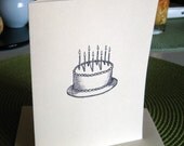 Birthday Cake with Candles Illustration Note Card