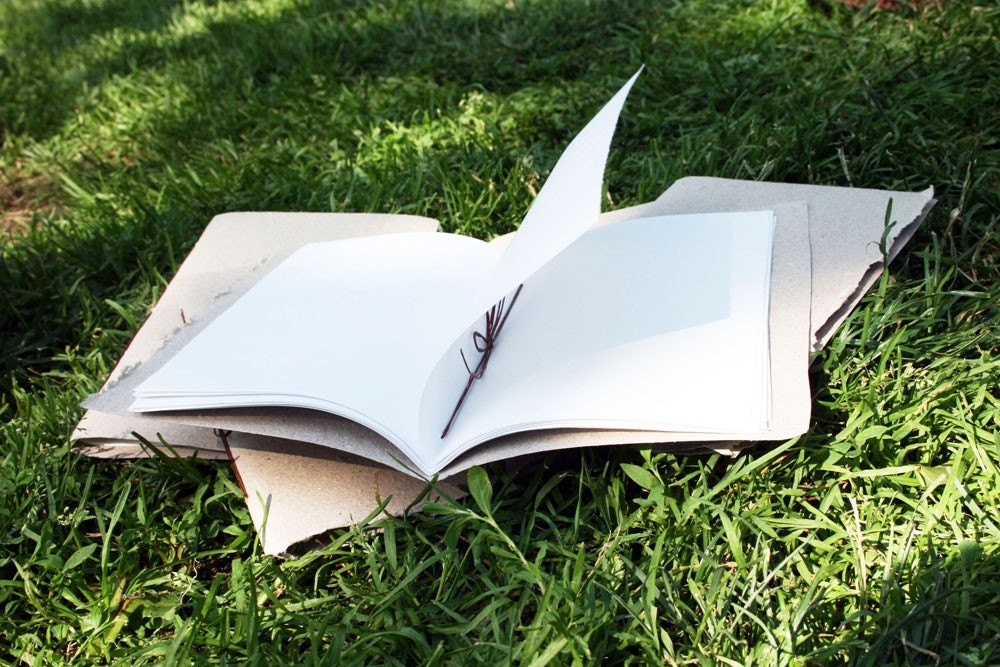 Journal Sketchbook Notebook Recycled Handmade Beige Flax