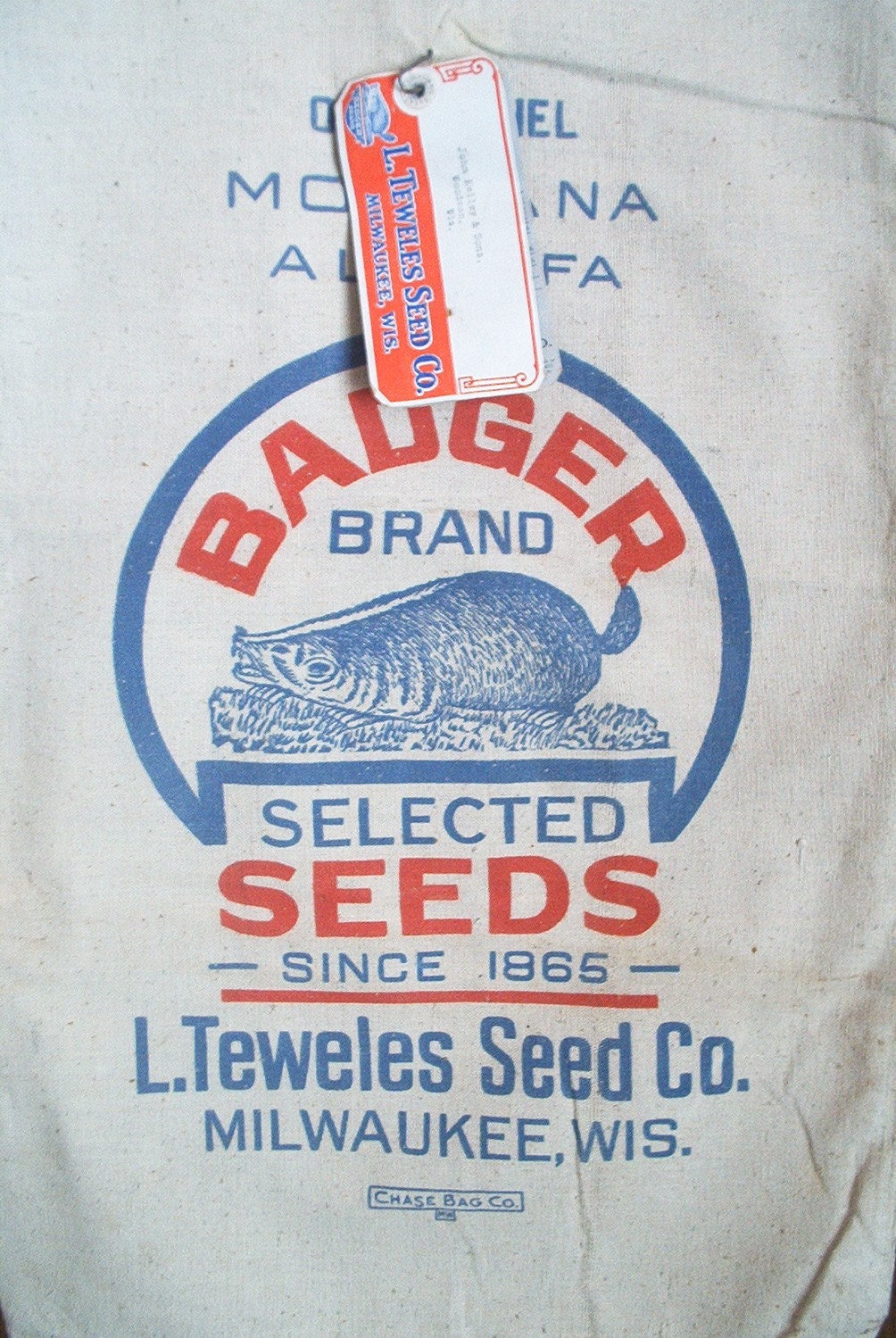 Antique 1948 Tags Wisconsin Badger Grainsack  Montana Alfalfa