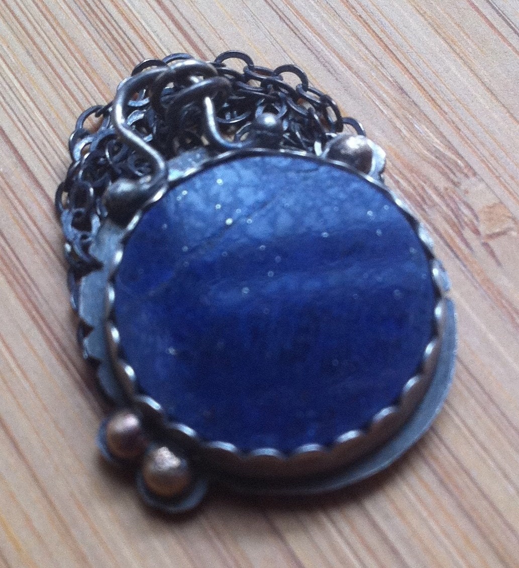 Lapis Lazuli Necklace with Sterling Silver and Recycled 14k Gold