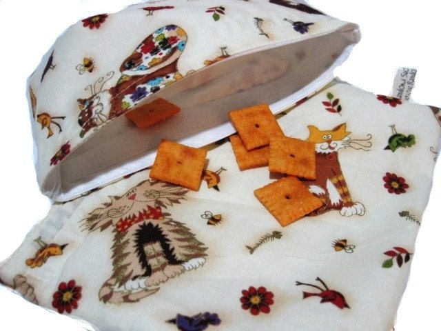 Meow Kitty Cats Reusable Sandwich and Snack Bag Set,  Earth Savvy