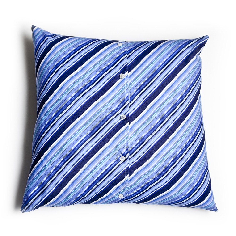 Shirt Pillow - Diagonal Blue Stripes