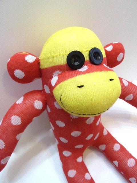 Bingo the Red and White Spotted Sock Monkey