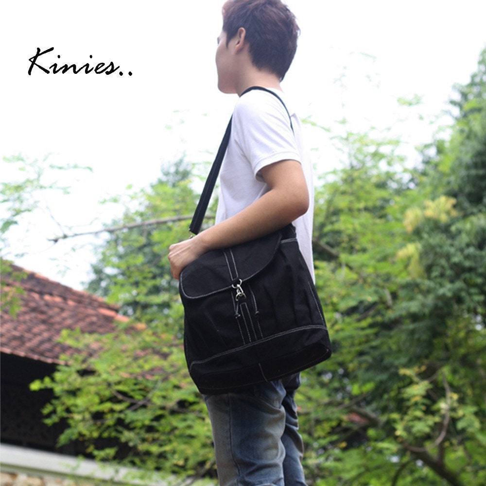 Back Pack Sale with 25% Off - KINIES BACK in Black - Backpack / Cross body Messenger / Shoulder bag