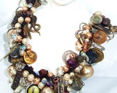 Steampunk Fashion Necklace with Crystal, Pearls, etc. on Etsy
