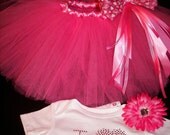 I LOVE YOU-Bubblegum Pink Custom Made Tutu Set- Boutique Style