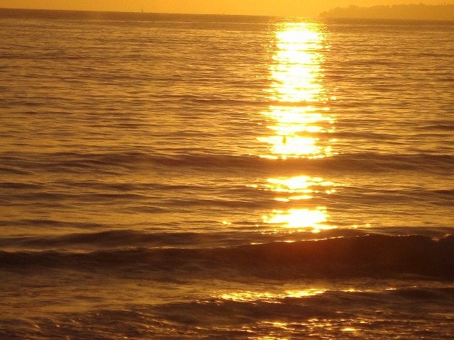 Reflective Glow sunset over the ocean 8 x 10 photograph