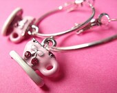 Cherry Tea Hoop Earrings - Kawaii & Rockabilly Nickelfree Earrings