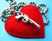 A Bullet Through My Heart Pendant - Felt Heart Necklace
