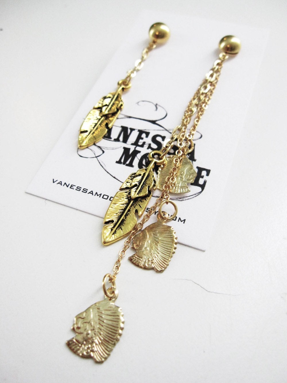 Golden Native American Earrings
