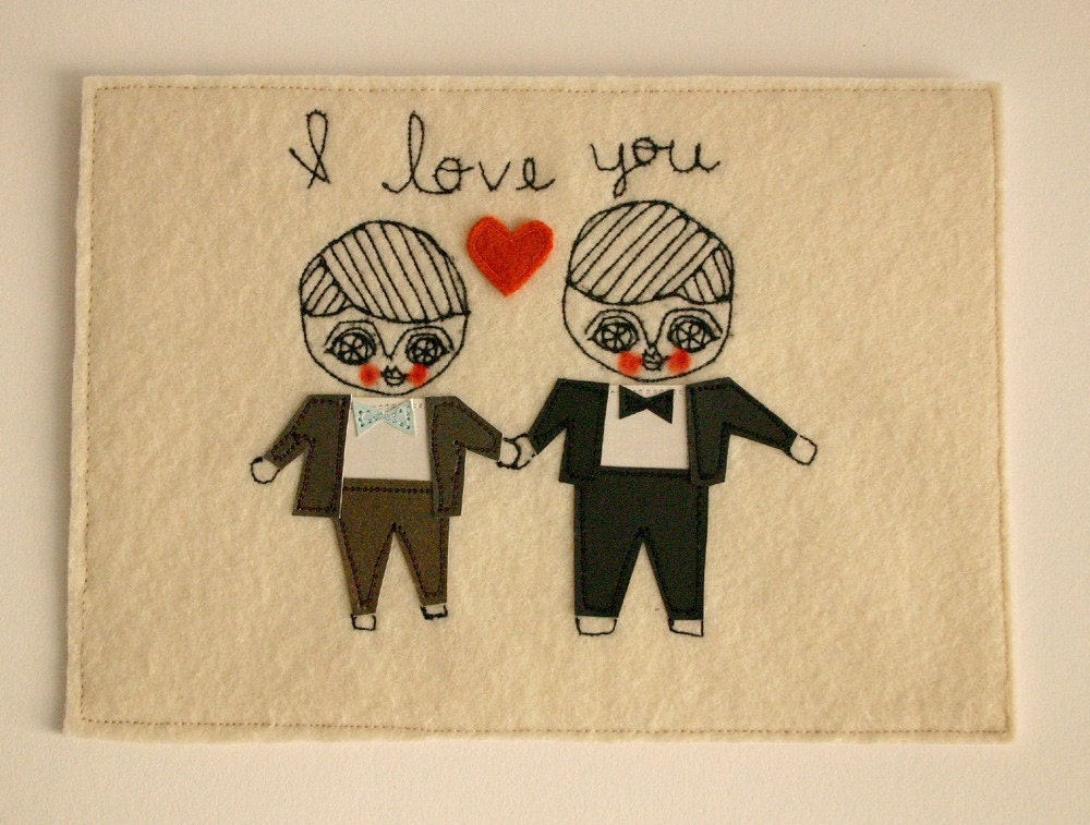 Make your own boy loves boy  textile collage
