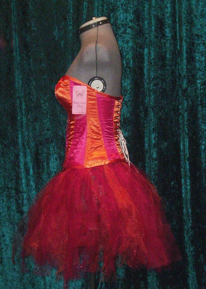 Hot Pink , Orange Fairy-Inspired Corset & Tutu Set