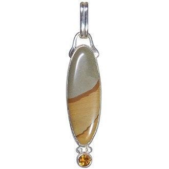 Picture Jasper Pendant set in sterling silver with Citrine accent stone  ppjh1377
