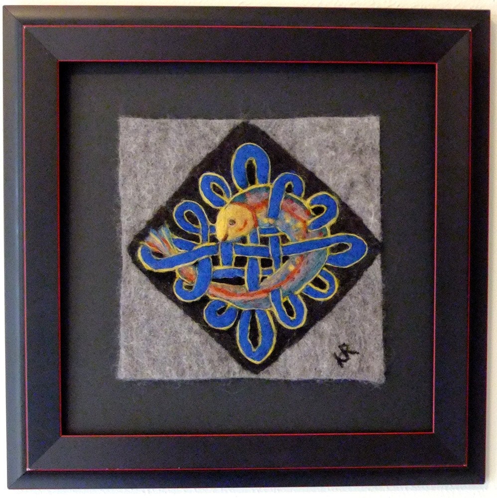 Celtic Salmon I - felted painting