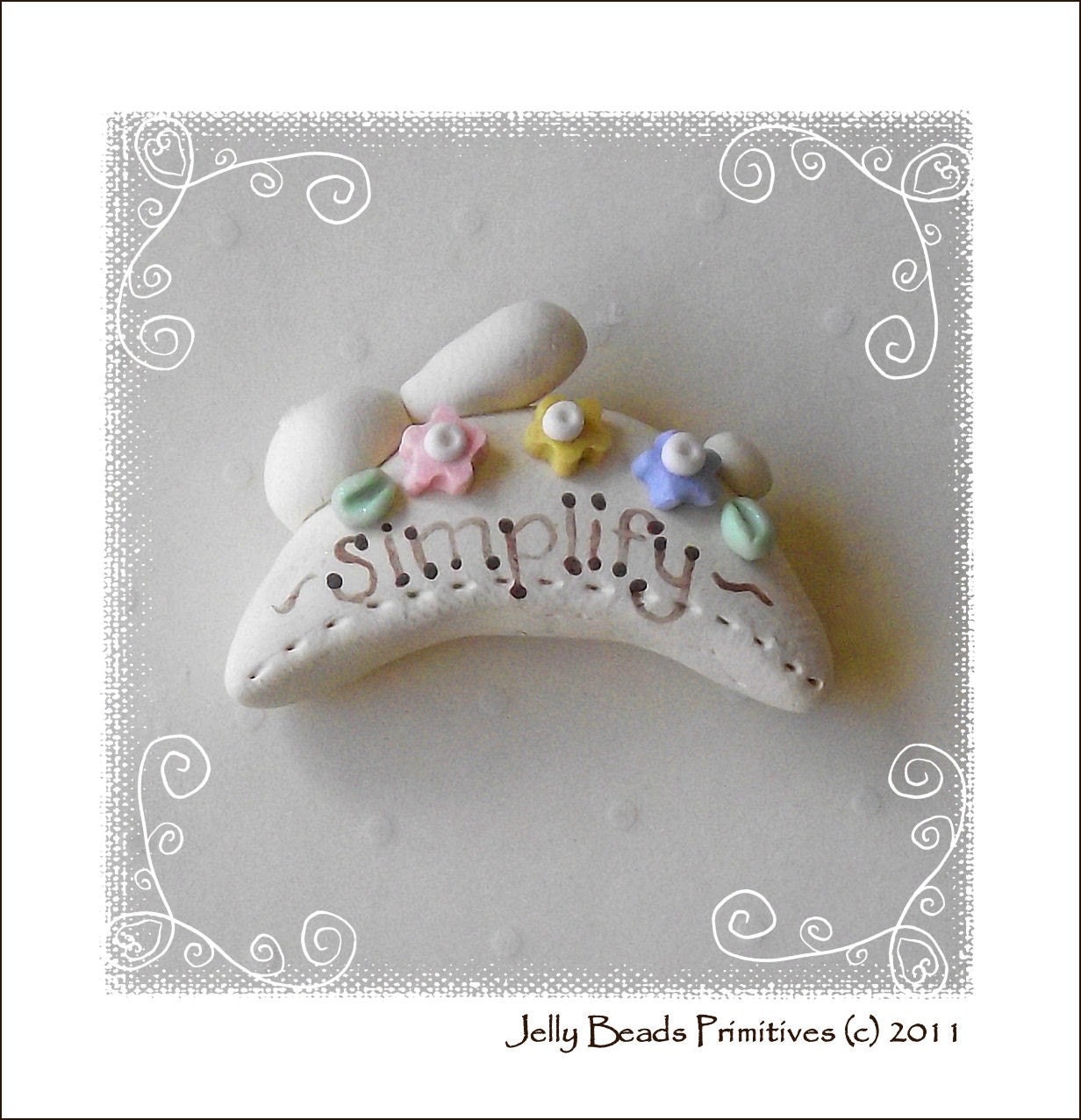 Primitive Bunny polymer clay bead