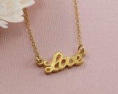 Celebrity Style Gold Love Charm Necklace Gold Filled Chain Girlfriend Gift - Handmade Spring Fashion