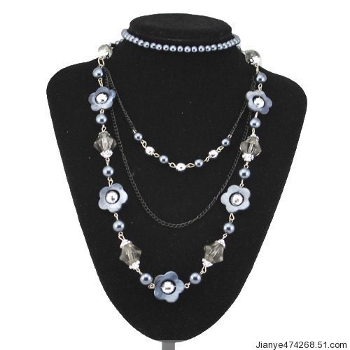 Gray Multi Strand Sweater Necklace