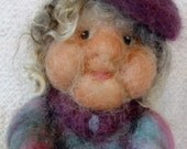 Purple Lady sculpture, needle felted