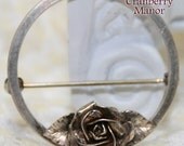 Vintage Coro Sterling Rose Circle Brooch