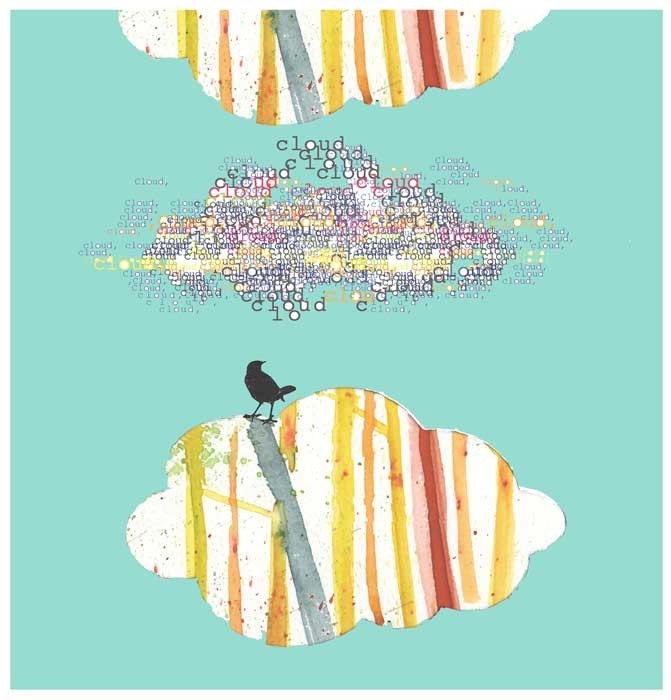 Clouds Art Print Clouds bring color in my life poem R.Tagore poetry Inner peace wishdom turquoise blue
