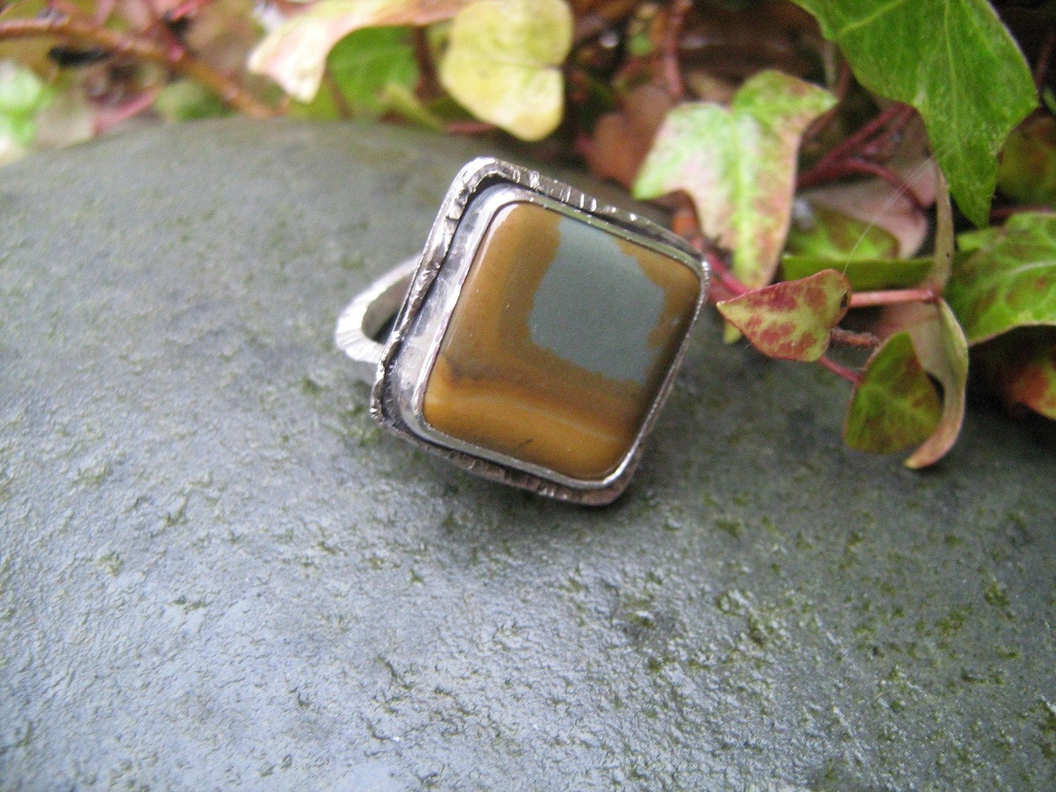 Sterling silver and picture jasper ring, size 7, Belle Videre
