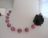 Black Rose with Lavender Necklace