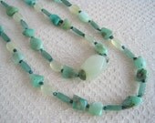 Fresh Mint Chrysophrase Necklace Multiple Strand Chunky Aventurine