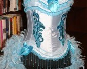 IRIS Blue Burlesque costume corset for Mardi Gras