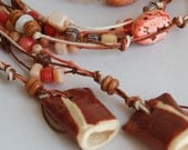Lariat Necklace / Clay Bead Caps / Ruby Red / Neapolitan / Long / Short - LASpottery