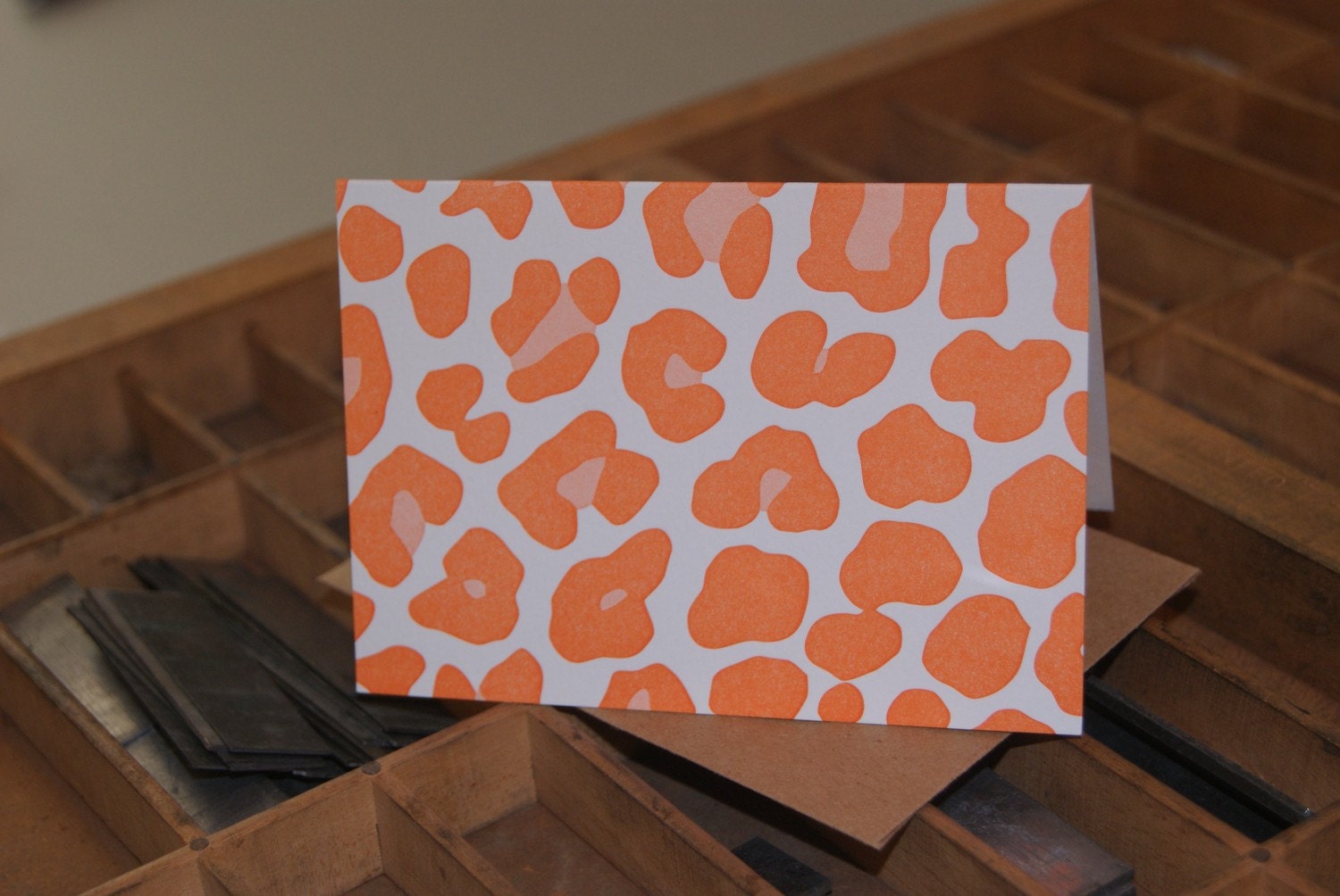 Cheetah print letterpress card