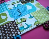 Baby Boy Lovey Blanket with Custom Hand Embroidery  by Dolce Dreams