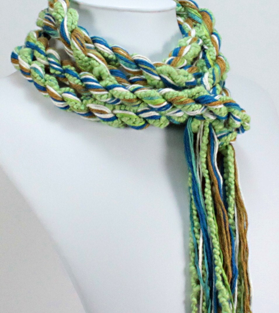 EcoCessory Skinny Scarf - Sand 'n' Sea - Super Long - Organic Cotton, Bamboo and Soy