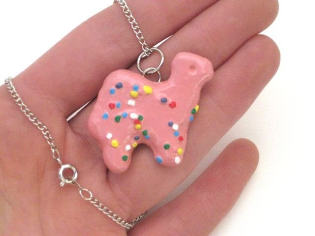 Frosted Animal Cookie- Pink Camel Necklace