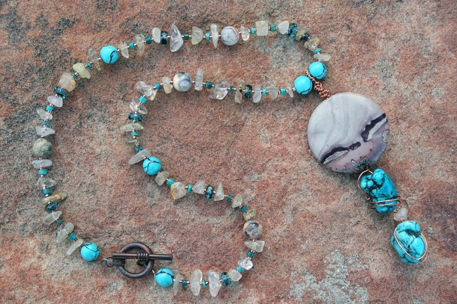 WESTERN SKY Necklace (Apache Jasper, Turquoise, Rutilated Quartz, Agate, Copper)