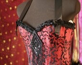 PALOMINO  Burlesque Showgirl Corset Costume Red Black 2XL, XXL