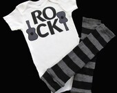 R O C K ..... Bodysuit and Baby leg warmers.. GIFT SET