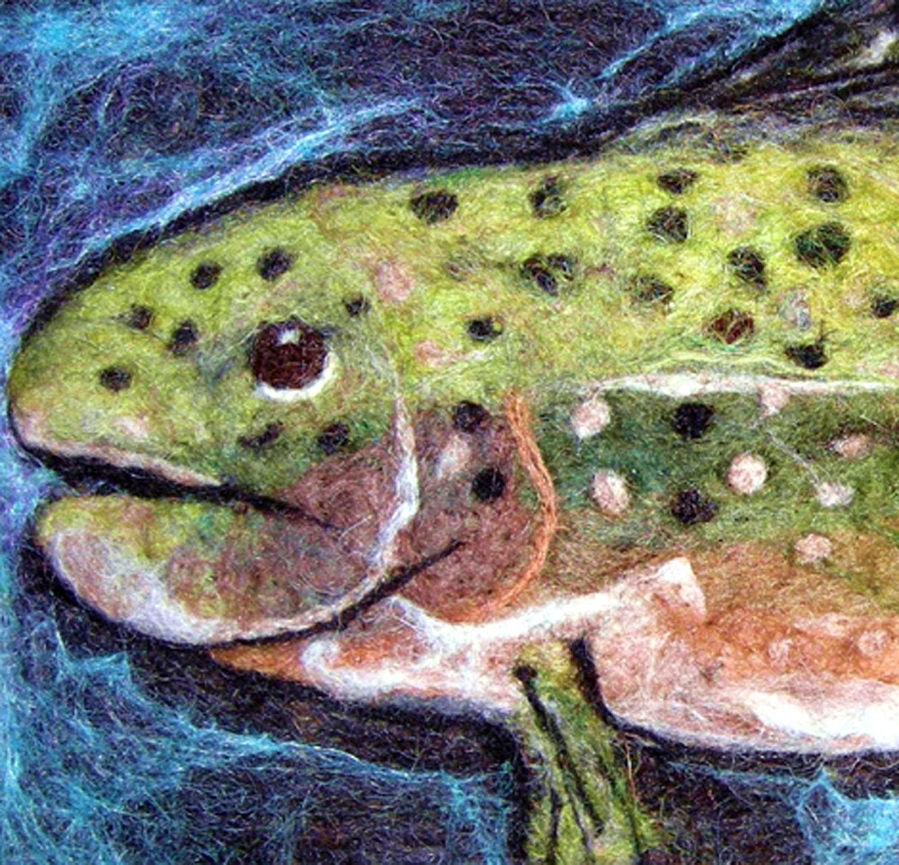 Brook Trout  wool watercolor felted needle felted