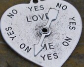 Heart with Arrow Spinner Love Me Charm in Antique Silver Plate 1180 - 2 pcs