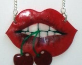 Lips with cherries necklace